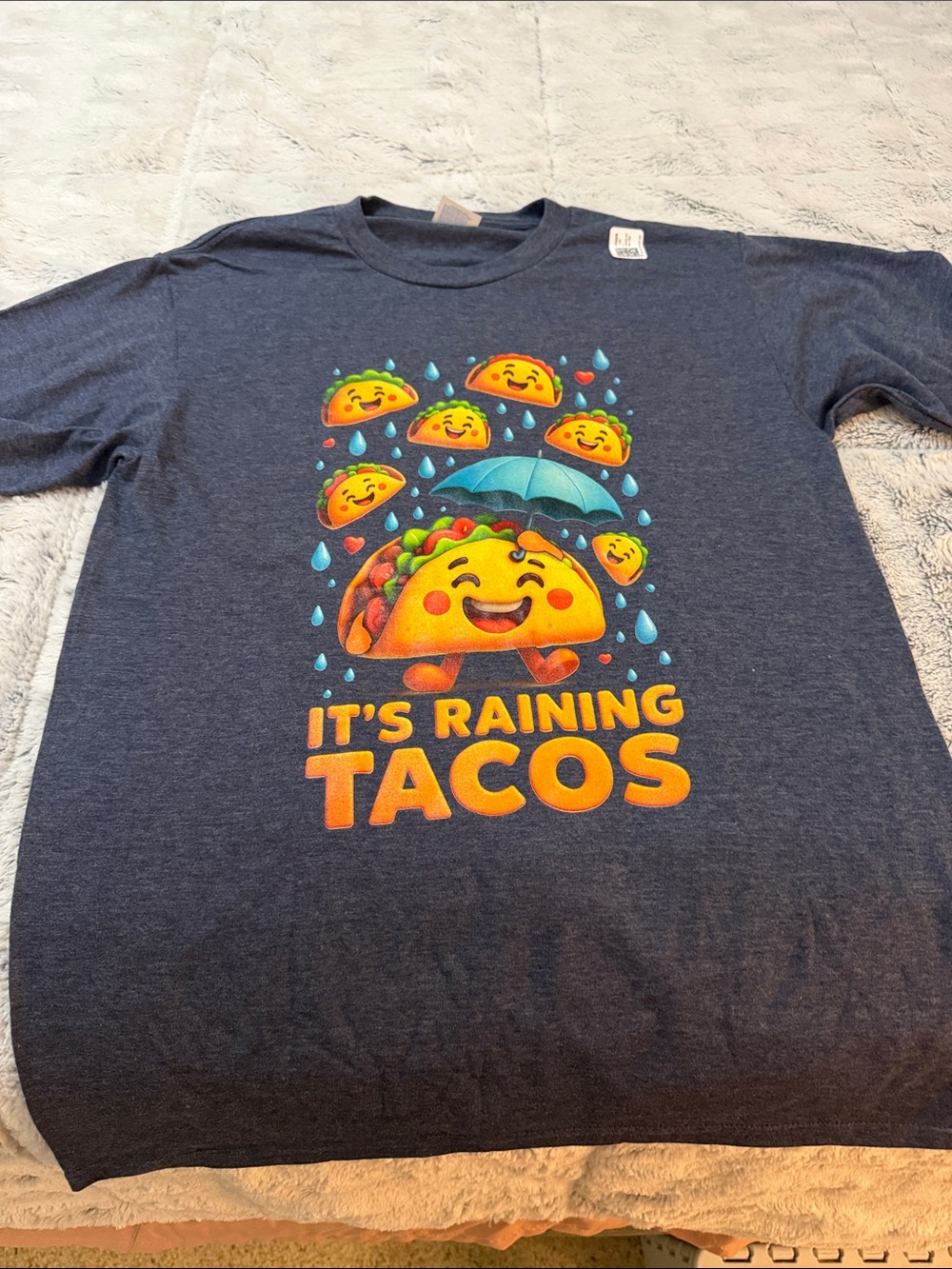 Amazon Kids Navy Graphic Tee with Yellow & Orange Taco Print